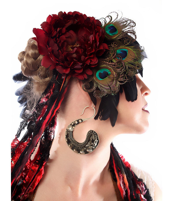 Peacock feather headpiece Red Passion 