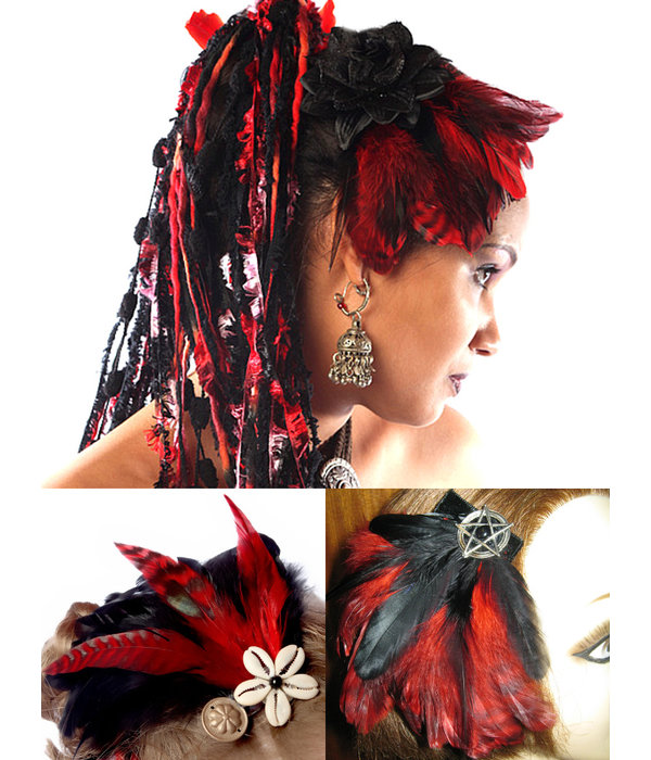 Gothic feather fascinator Red Passion Belly Dance MAGIC TRIBAL HAIR - Magic  Tribal Hair - Melanie Penners - Schlegelstr. 30 - 50935 Cologne, Germany - VAT  IDs DE288887298 & GB410444738