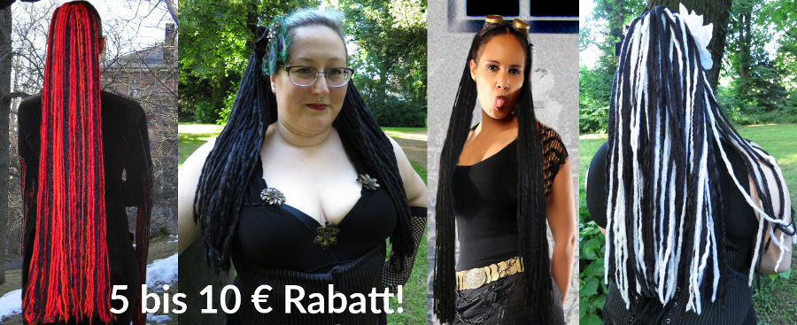 5 bis 10 € Rabatt auf verschiedene Dreadlocks-Haarteile!