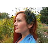 Boho PeacockFeather Headpiece - antique brass flower