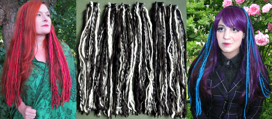 Clip-in dreads extensions in many Goth colors!