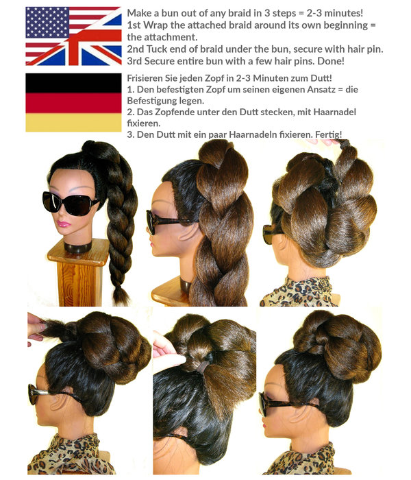 Braided Afro Chignon M & Rose Bun