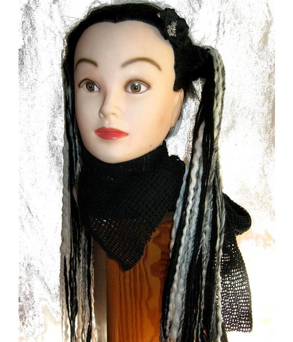 Gothic Belly Dance Dread Falls Black White Magic Tribal Hair