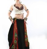 Belly Dance Belt & Hair Red Passion Gold (Peacock)