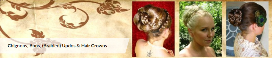 More chignons, buns and braided updos in different styles and sizes!