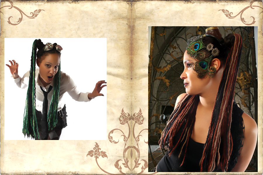 Dreadlocks an 2 Zöpfen für Gothic & Steampunk Frisuren