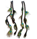 2x Peacock Extensions, 9 Feathers  - color 1 black