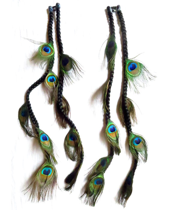 2x Peacock Extensions, 9 Feathers  - color 1 black