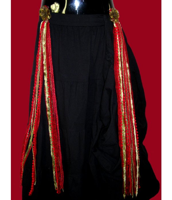 Belly Dance Belt & Hair Red Passion Gold (Peacock)