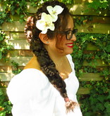 Ivory Orchid Hair Flowers 2 x