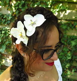 Ivory Orchid Hair Flowers 2 x