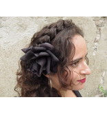 Black Velvet Rose Hair Flower 2 x