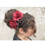 Wine Red Rose Hair Flower 2 x