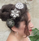 Filigree Silver Hair Flowers, 1-6 pcs