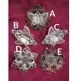 Filigree Silver Hair Flowers, 1-6 pcs