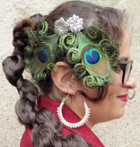 Peacock Hair Jewelry Silver Flower