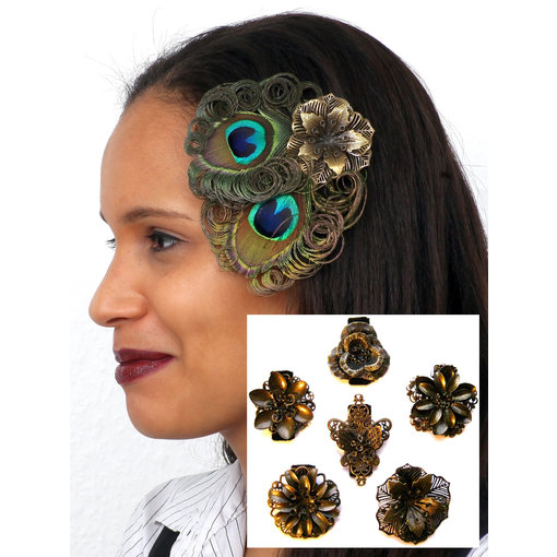 Peacock Fascinator Nostalgic Flower