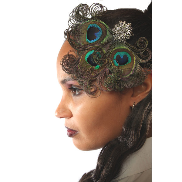 Peacock Silver Flower Headpiece