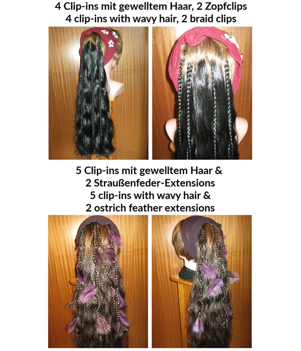 Clip-in Extensions, crimped hair