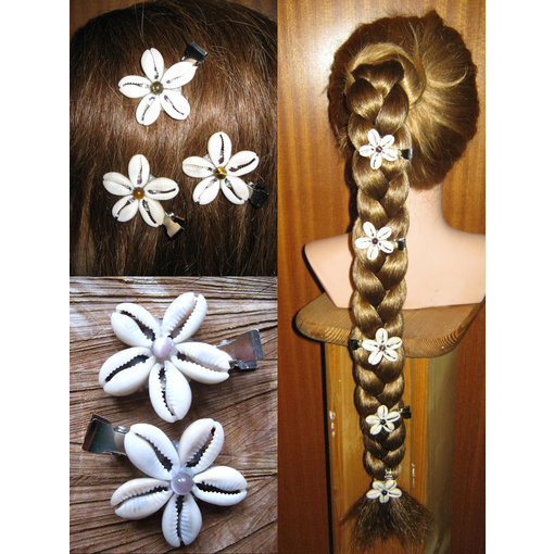 Cowry Hair Flowers, stone beads