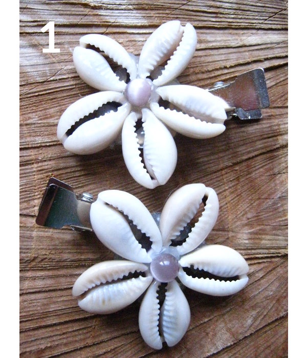 Cowry Hair Flowers, semiprecious stone beads