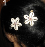 Cowry Hair Flowers, semiprecious stone beads