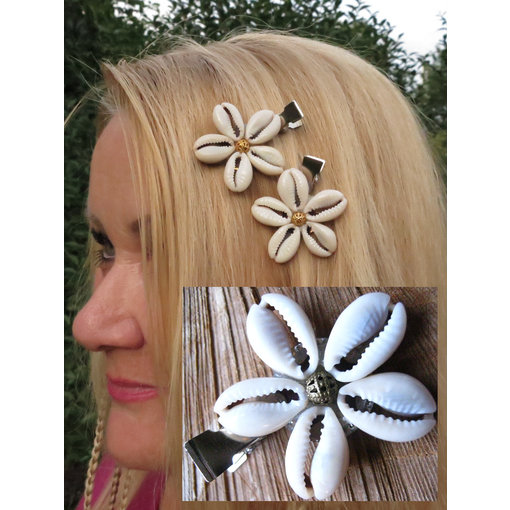 Cowry Hair Flowers, bronze or gold