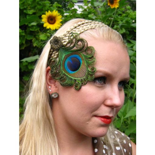 Peacock Fascinator Bronze Flower