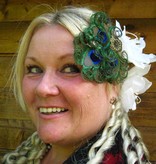 Boho PeacockFeather Headpiece - antique brass flower