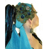 Peacock Feather Headpiece - silver flower