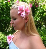 Pink Double Lily Hair Flower 2 x