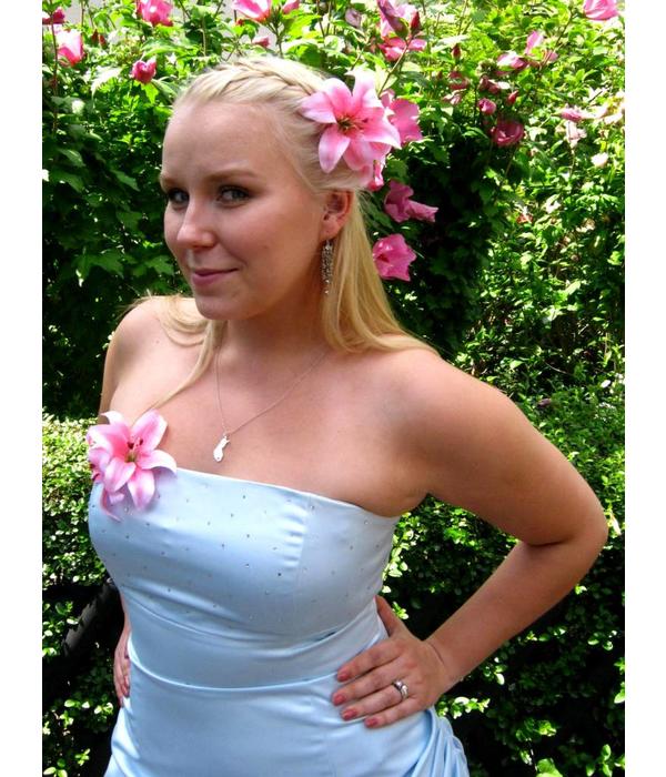 Pink Double Lily Hair Flower 2 x