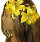 Yellow Double Lily Hair Flower 2 x