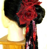 Black-Red Rose Hair Flower 2 x