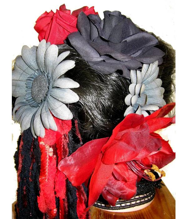 Red Passion Nostalgia Tribal Belly Dance Hair Flower Set