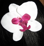 Edle Orchidee Haarblume weiß pink 2 x