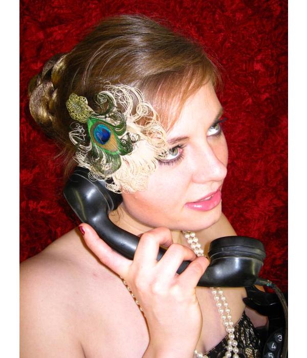 peacock feather fascinator hair clip 