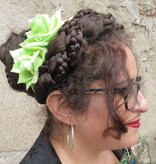 Rose hair clip fair green 2 x