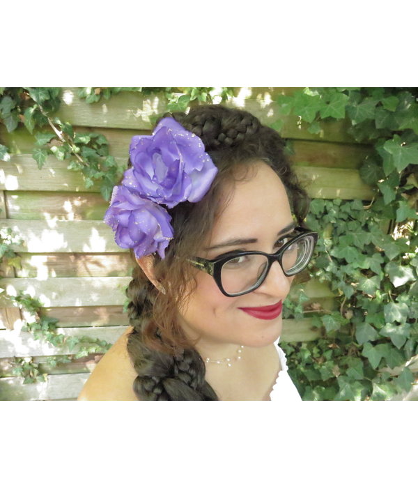 Purple Rose Hair Flowers 2 x