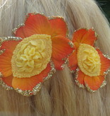 Bollywood Hair Flowers, Orange Gold