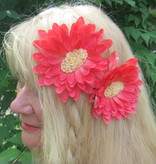 Coral Cameo Hair Flower 2 x