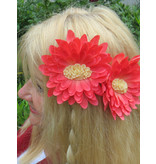 Coral Cameo Hair Flower 2 x