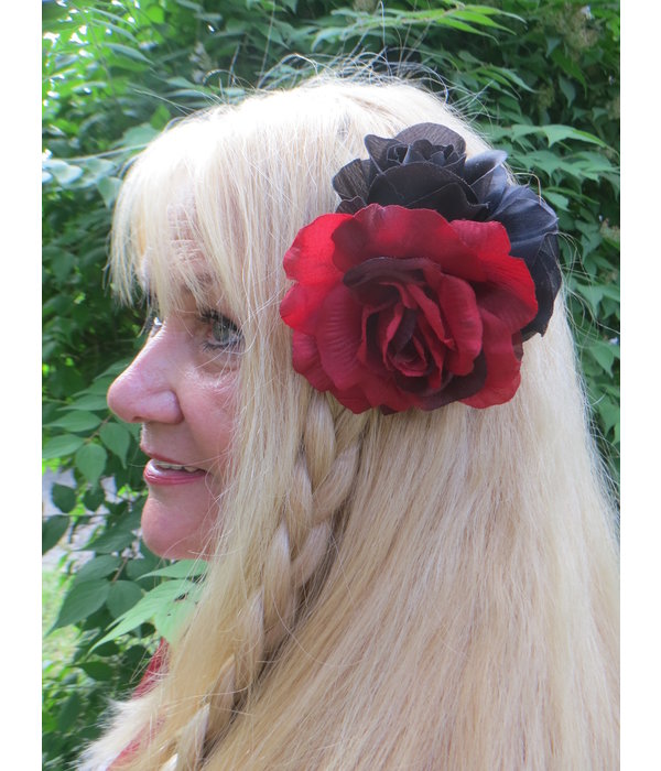 Roses Hair Flowers black dark red