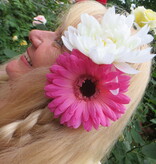 Hair Flower Set White & Pink
