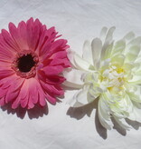 Hair Flower Set White & Pink