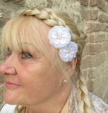 White Rhinestone Hair Flowers