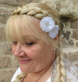 White Rhinestone Hair Flowers