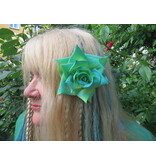 Rose hair flower turquoise green 2x