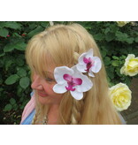 Edle Orchidee Haarblume weiß pink 2 x