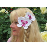 Edle Orchidee Haarblume weiß pink 2 x